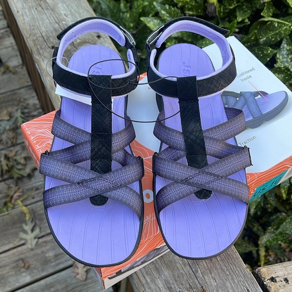 COPY - JSport Kaia Women's Black/Purple Strap Sport Sandals-Sz 11 - Picture 2 of 6